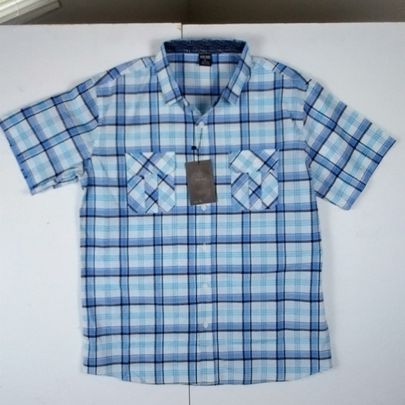 NWT Vese Men's Shirt Large Plaid Button Up Pockets Short Sleeves - Picture 10 of 10